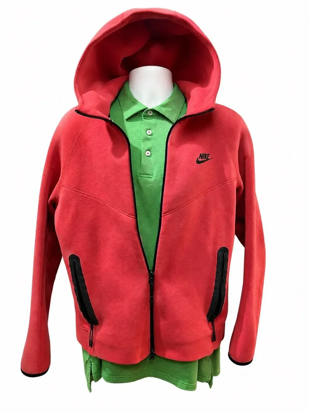 Nike Sportswear Tech Fleece Hoodie Pockets Red Mens Medium
